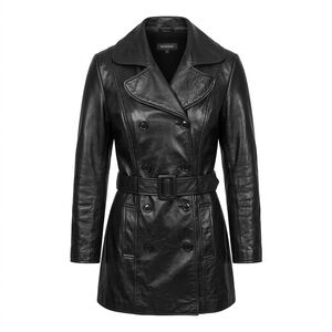 EUC ✨RUDSAK✨ Black Genuine Leather Trench Coat Jacket - Size XS